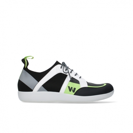 wolky chaussures a lacets 04075 base 00255 microfibre noir citron vert