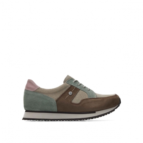 wolky chaussures a lacets 05804 e walk 90151 cuir combi taupe grisvert